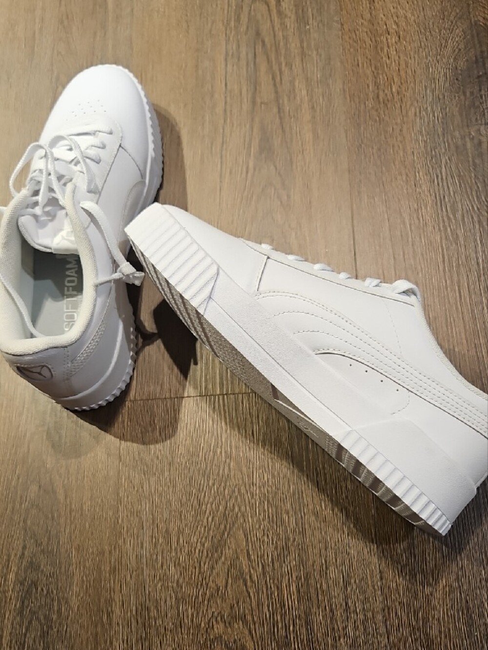 Puma Women's All-White Soft-foam Lace-Up Sneakers NWOT, SZ 10 - Picture 6 of 12